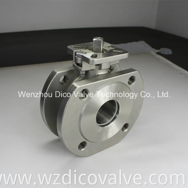 Fabricante de la válvula de Wenzhou de acero inoxidable DIN PN16 con ISO5211 Pad WAFER GRANDA Válvula de bola flotante